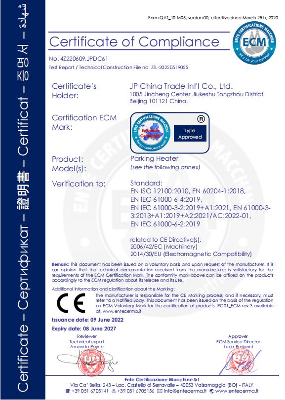 2KW 24V Diesel Air Heater Rotary/LCD Switch 5000m Working Altitude